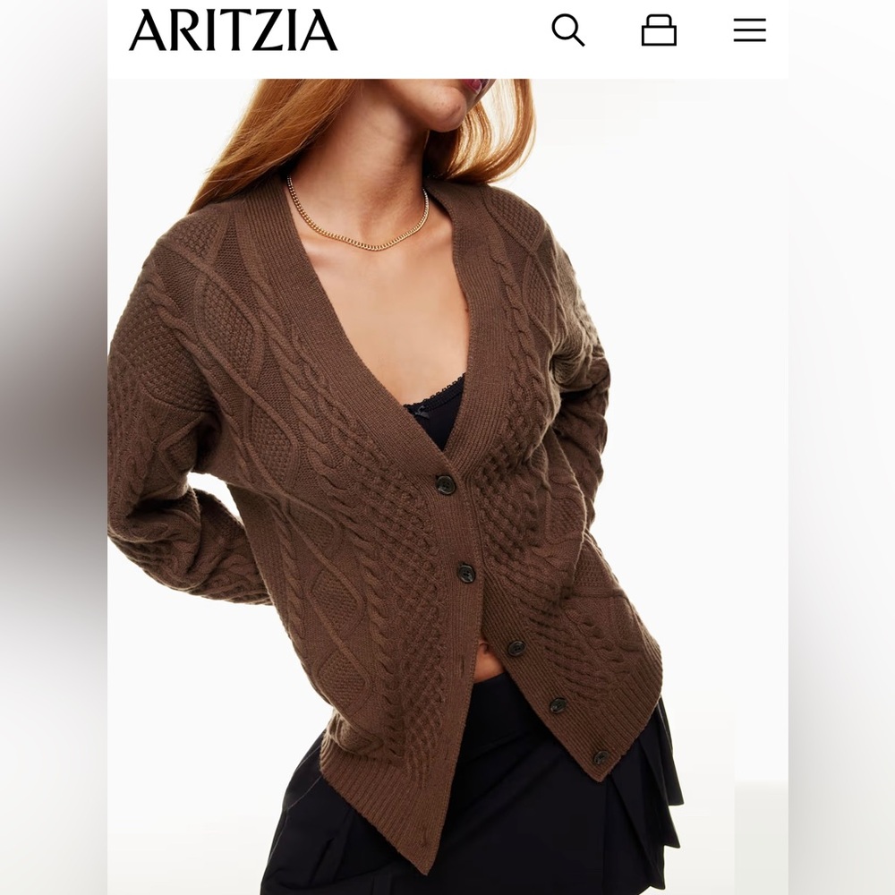 ARITZIA SUNDAY BEST Brown Cable Knit Women's Sweater Size Large LIKE NEW!